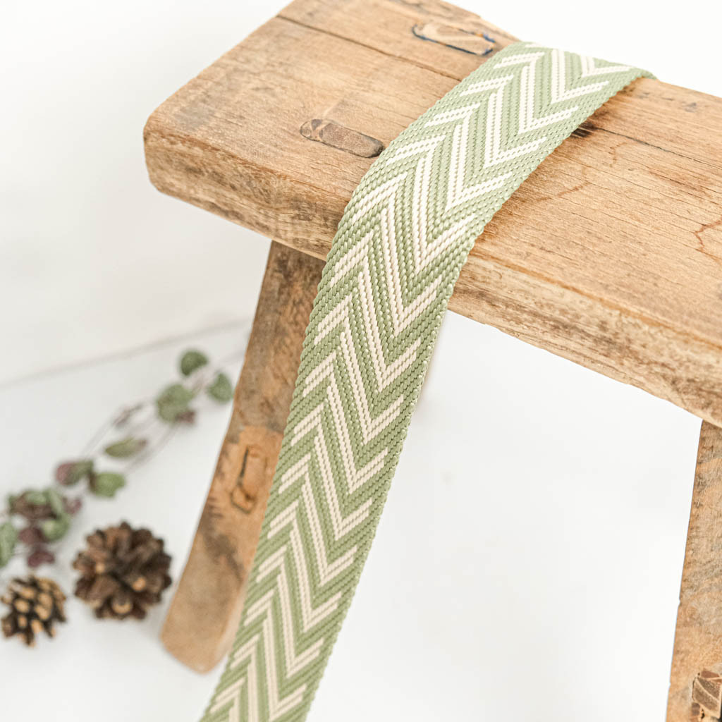 Two-Tone Green Herringbone Strap - Maison Klem